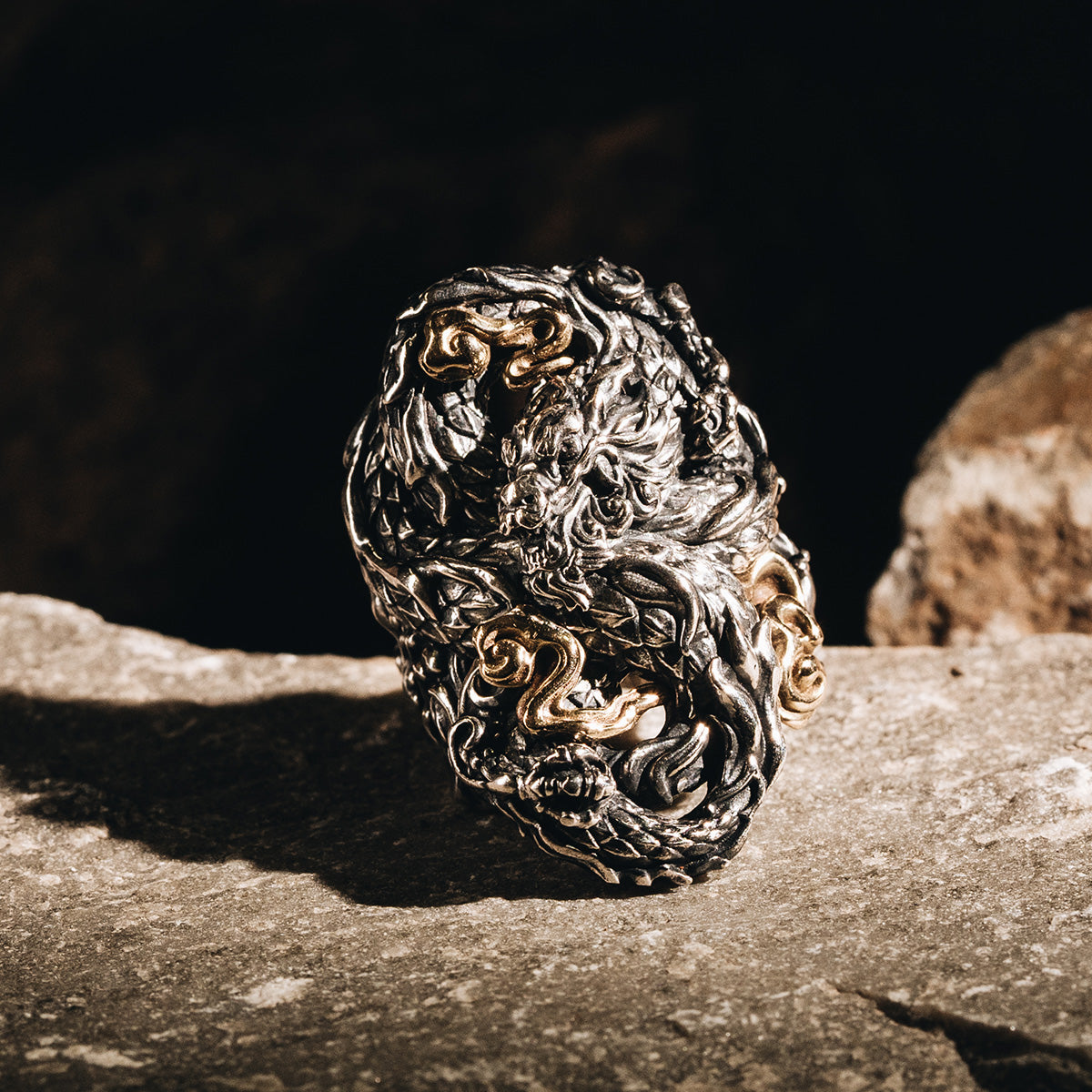 Gold Cloud Dragon Ring