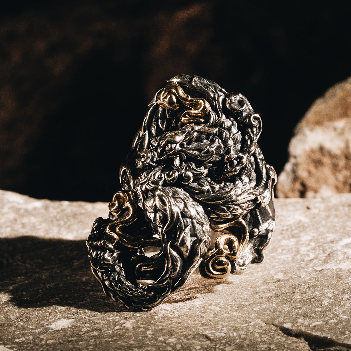Gold Cloud Dragon Ring