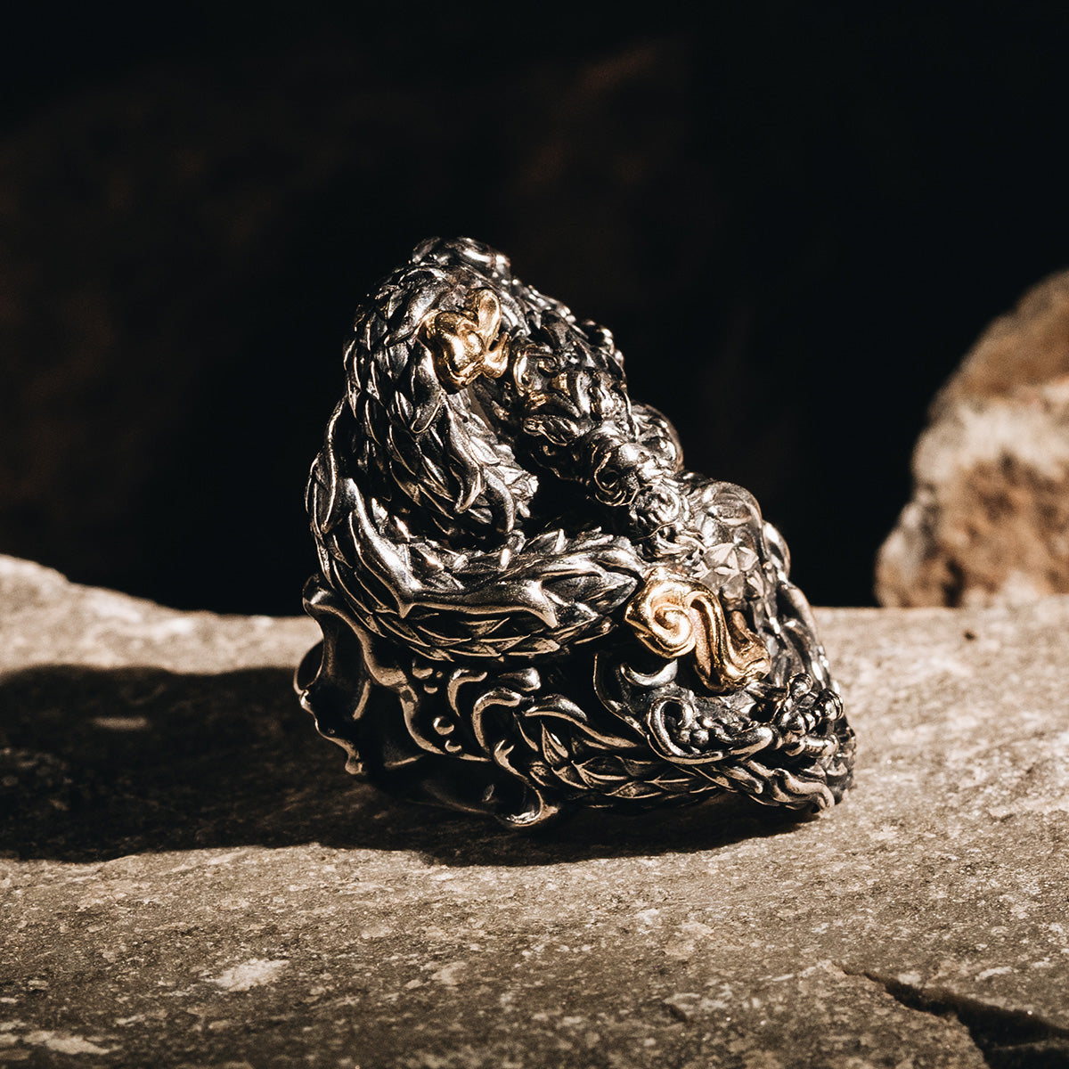 Gold Cloud Dragon Ring