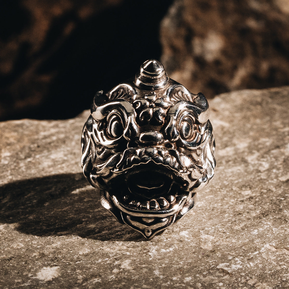 Silver Chinese Lion Ring (S)