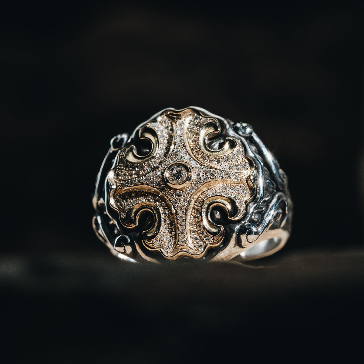 Floral Ring W/ Diamonds